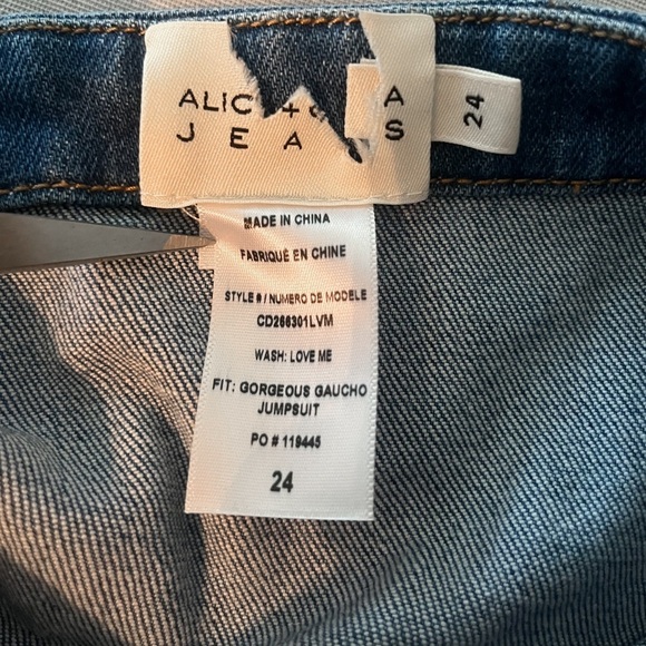 Alice + Olivia Size 24 Gorgeous Gaucho Love Me Denim Cropped Wide Leg Jumpsuit - Picture 8 of 10